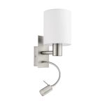 Eglo Wandleuchte Pasteri Stahl Satin-Nickel 40 | IP20 - Inkl. Spot und Exkl. 1x E27