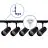 Bright Choice Komplettset 1-Phasen Rail L 1 x 1,5 Meter Schwarz | incl. 5x Spot + GU10 2700K 3W Dimmbar + Abschlusskappe, Stromanschluss und L -Verbinder
