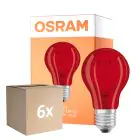 Multipack 6x Osram LED Star Classic Decor E27 Birne Fadenlampe Matt 2.5W 45lm - Rot | Ersatz Für 7W